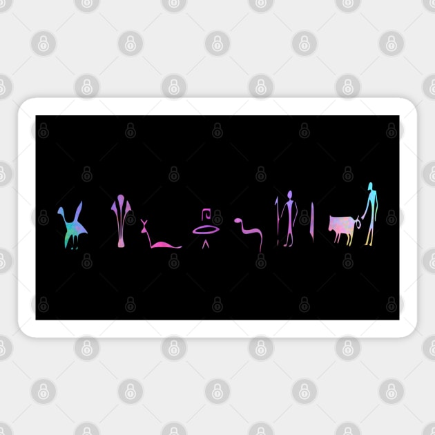 Pastel Pattern Egyptian Heiroglyphic Silhouette Art Magnet by Mazz M